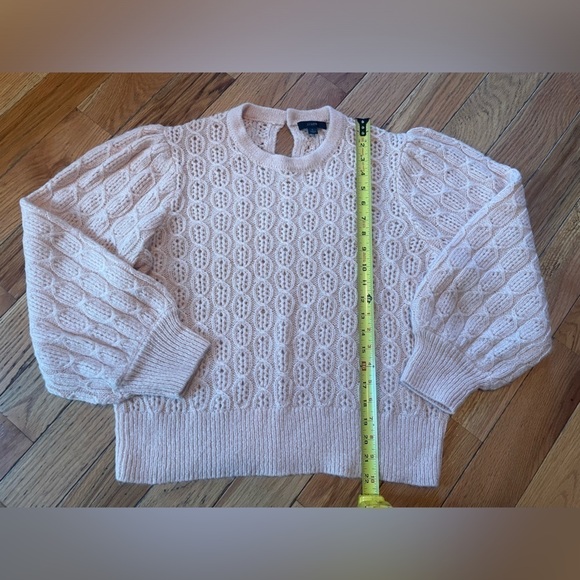 J CREW Sweater Women’s Size L Pink Cable-Knit Balloon Sleeve Alpaca Wool Blend - Picture 6 of 16